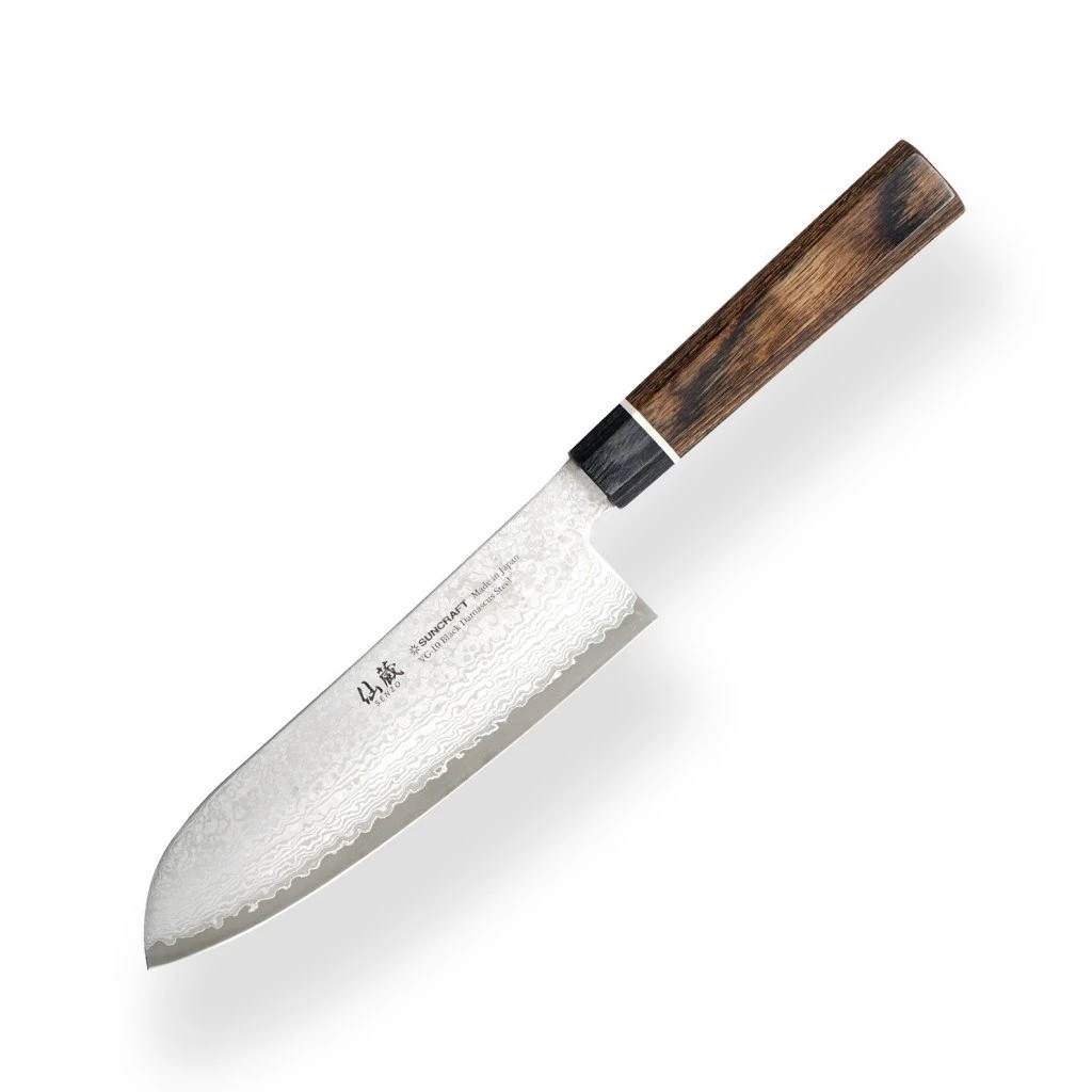 foto Kucha�sk� n�� Santoku/Chef Suncraft VG-10 Black Damascus 167 mm